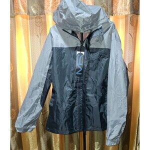 Mack Russo Men's Windbreaker Rain Jacket Size 2XL Black Gray Hooded Mesh Lined